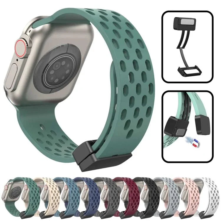 xDfind Silikon-Uhrenarmband mit Magnetverschluss, für Apple Watch 42 / 44 / 45 / 46 / 49 mm, für Apple Watch 38 / 40 / 41 / S10 42 mm
