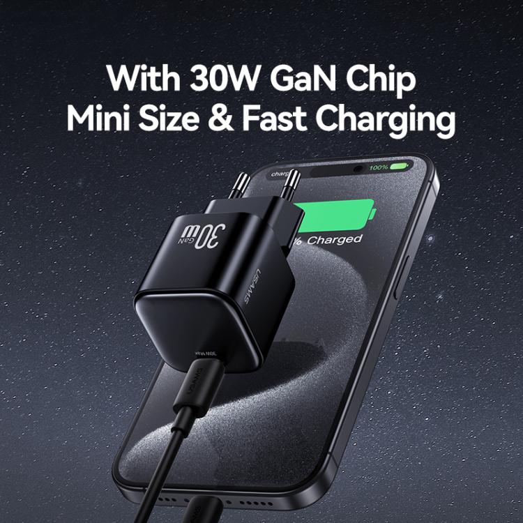 USAMS CC262 30W GaN USB-C / Typ-C Port Mini-Schnellladegerät, EU Stecker