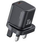 USAMS CC276 30W GaN USB-C / Type-C Port Mini-Schnellladegerät, UK-Stecker