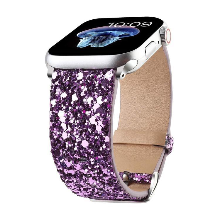 xDfind Glitzer-Pailletten-Lederarmband, für Apple Watch 42 / 44 / 45 / 46 / 49 mm, für Apple Watch 38 / 40 / 41 / S10 42 mm