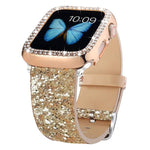 xDfind Glitzer-Pailletten-Lederarmband, für Apple Watch 42 / 44 / 45 / 46 / 49 mm, für Apple Watch 38 / 40 / 41 / S10 42 mm