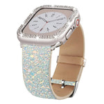 xDfind Glitzer-Pailletten-Lederarmband, für Apple Watch 42 / 44 / 45 / 46 / 49 mm, für Apple Watch 38 / 40 / 41 / S10 42 mm