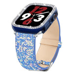 xDfind Glitzer-Pailletten-Lederarmband, für Apple Watch 42 / 44 / 45 / 46 / 49 mm, für Apple Watch 38 / 40 / 41 / S10 42 mm