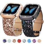 xDfind Glitzer-Pailletten-Lederarmband, für Apple Watch 42 / 44 / 45 / 46 / 49 mm, für Apple Watch 38 / 40 / 41 / S10 42 mm