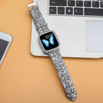 xDfind Glitzer-Pailletten-Lederarmband, für Apple Watch 42 / 44 / 45 / 46 / 49 mm, für Apple Watch 38 / 40 / 41 / S10 42 mm