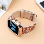 xDfind Glitzer-Pailletten-Lederarmband, für Apple Watch 42 / 44 / 45 / 46 / 49 mm, für Apple Watch 38 / 40 / 41 / S10 42 mm