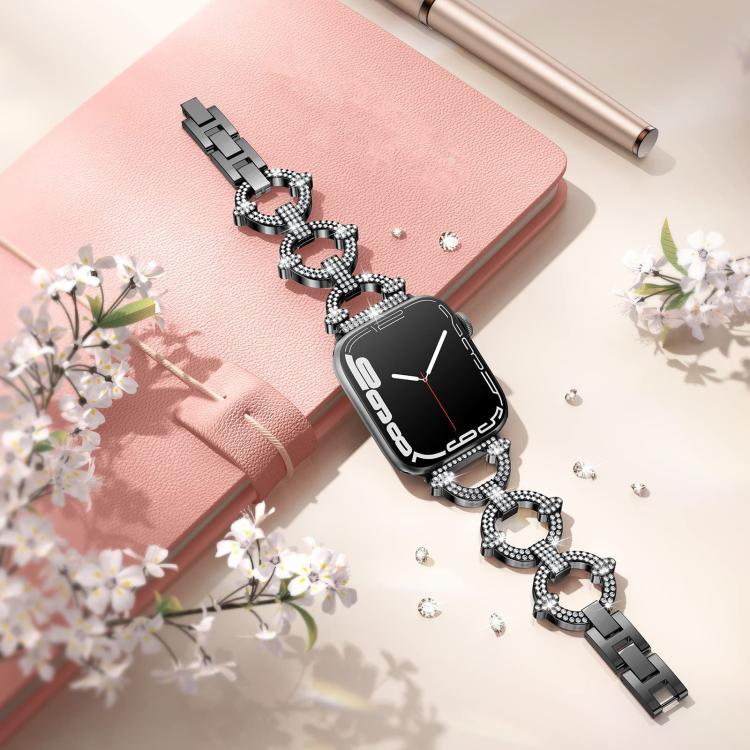 xDfind O-förmiges Diamant-Metallarmband, für Apple Watch 42 / 44 / 45 / 46 / 49 mm, für Apple Watch 38 / 40 / 41 / S10 42 mm