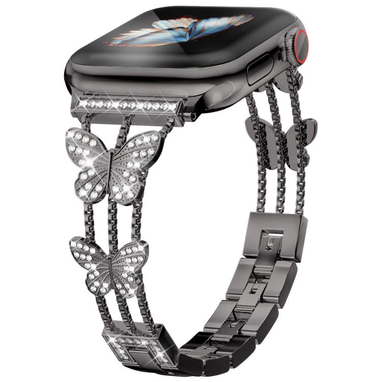 xDfind Schmetterlingsförmiges Diamant-Metallarmband, für Apple Watch 42 / 44 / 45 / 46 / 49 mm, für Apple Watch 38 / 40 / 41 / S10 42 mm