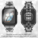 xDfind Schmetterlingsförmiges Diamant-Metallarmband, für Apple Watch 42 / 44 / 45 / 46 / 49 mm, für Apple Watch 38 / 40 / 41 / S10 42 mm