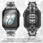 xDfind Schmetterlingsförmiges Diamant-Metallarmband, für Apple Watch 42 / 44 / 45 / 46 / 49 mm, für Apple Watch 38 / 40 / 41 / S10 42 mm
