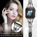 xDfind Schmetterlingsförmiges Diamant-Metallarmband, für Apple Watch 42 / 44 / 45 / 46 / 49 mm, für Apple Watch 38 / 40 / 41 / S10 42 mm
