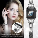 xDfind Schmetterlingsförmiges Diamant-Metallarmband, für Apple Watch 42 / 44 / 45 / 46 / 49 mm, für Apple Watch 38 / 40 / 41 / S10 42 mm