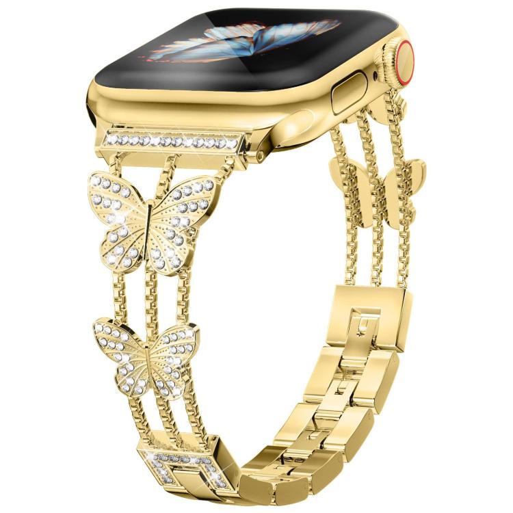 xDfind Schmetterlingsförmiges Diamant-Metallarmband, für Apple Watch 42 / 44 / 45 / 46 / 49 mm, für Apple Watch 38 / 40 / 41 / S10 42 mm
