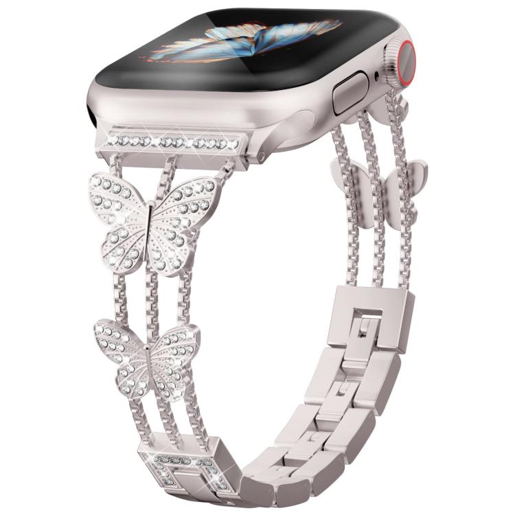 xDfind Schmetterlingsförmiges Diamant-Metallarmband, für Apple Watch 42 / 44 / 45 / 46 / 49 mm, für Apple Watch 38 / 40 / 41 / S10 42 mm
