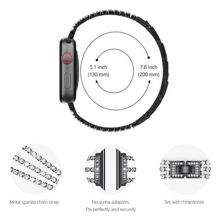 xDfind Drei-Diamanten-Metallarmband, für Apple Watch 42 / 44 / 45 / 46 / 49 mm, für Apple Watch 38 / 40 / 41 / S10 42 mm
