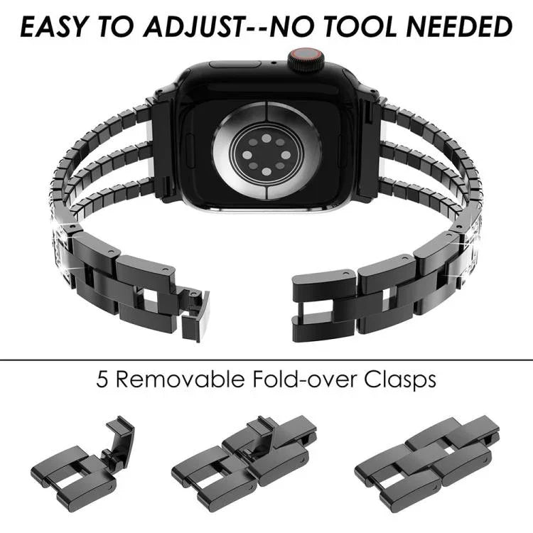 xDfind Drei-Diamanten-Metallarmband, für Apple Watch 42 / 44 / 45 / 46 / 49 mm, für Apple Watch 38 / 40 / 41 / S10 42 mm
