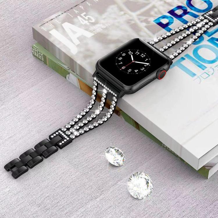 xDfind Drei-Diamanten-Metallarmband, für Apple Watch 42 / 44 / 45 / 46 / 49 mm, für Apple Watch 38 / 40 / 41 / S10 42 mm