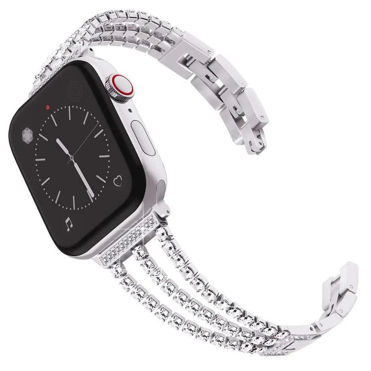 xDfind Drei-Diamanten-Metallarmband, für Apple Watch 42 / 44 / 45 / 46 / 49 mm, für Apple Watch 38 / 40 / 41 / S10 42 mm