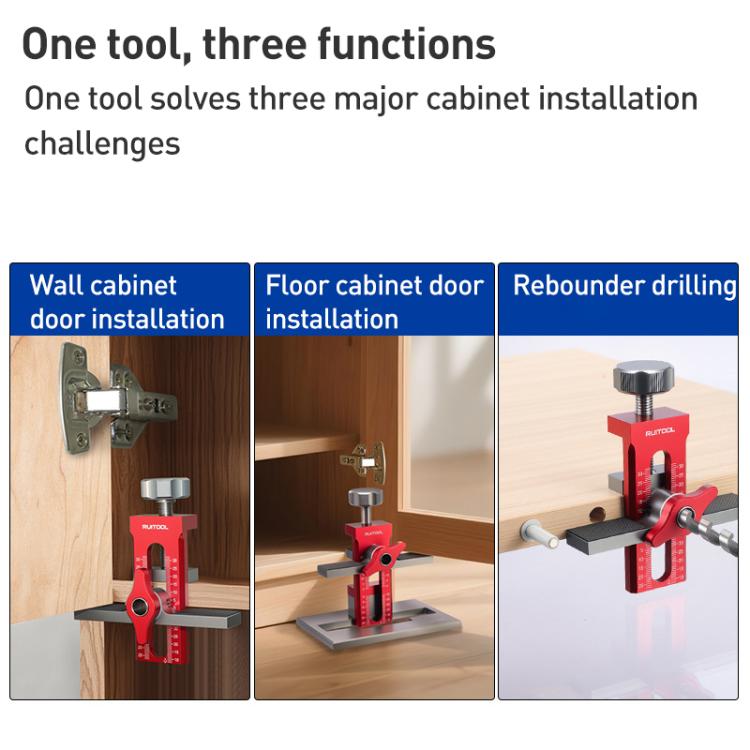 RUITOOL Multifunktionale Schranktür-Montagehilfe mit Basis, Ohne Bohrer, Mit 10mm Bohrer, Mit 6/8/10mm Bohrer