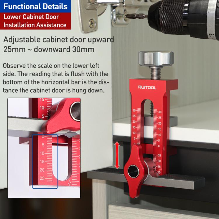 RUITOOL Multifunktionale Schranktür-Montagehilfe mit Basis, Ohne Bohrer, Mit 10mm Bohrer, Mit 6/8/10mm Bohrer