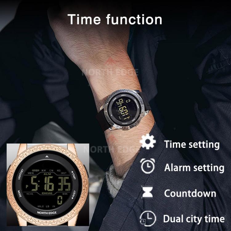 NORTH EDGE APOLLO Outdoor Wasserdichte Multifunktions-Smartwatch für Herren mit Silikonarmband