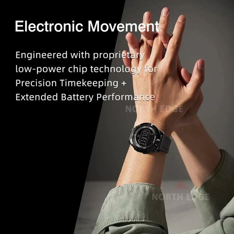 NORTH EDGE APOLLO Outdoor Wasserdichte Multifunktions-Smartwatch für Herren mit Silikonarmband