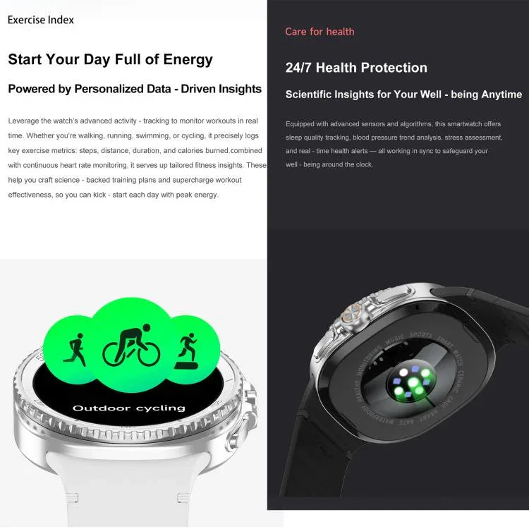 HD8C 1,43 Zoll BT5.4 Smartwatch mit drehbarem Zifferblatt, unterstützt Bluetooth-Anrufe, Schlafüberwachung, Blutsauerstoffmessung, Herzfrequenzmessung und Blutdruckmessung