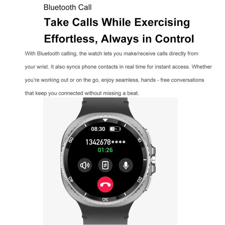 HD8C 1,43 Zoll BT5.4 Smartwatch mit drehbarem Zifferblatt, unterstützt Bluetooth-Anrufe, Schlafüberwachung, Blutsauerstoffmessung, Herzfrequenzmessung und Blutdruckmessung