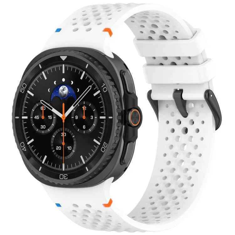 xDfind Schwarzes Uhrenarmband aus atmungsaktivem Silikon mit Wabenmuster und Schnalle aus Aluminiumlegierung, passend für Samsung Galaxy Watch8 / Watch8 Classic