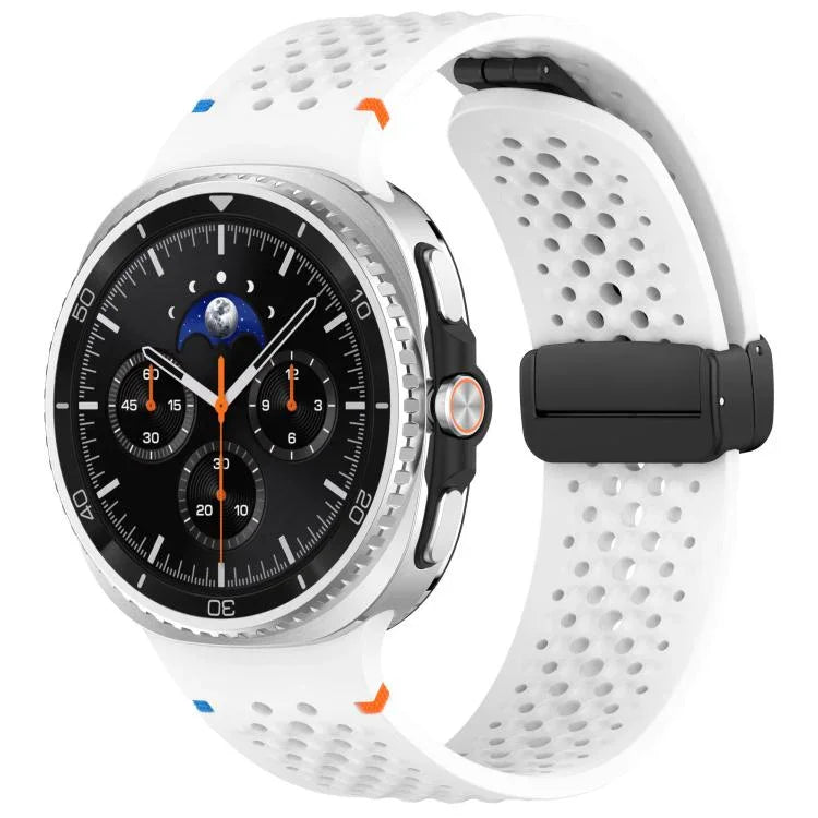 xDfind Magnetisches schwarzes Silikonarmband mit Wabenmuster und atmungsaktiver Wabenstruktur für Samsung Galaxy Watch8 / Watch8 Classic