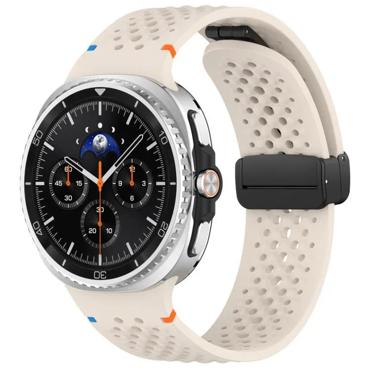 xDfind Magnetic Black Buckle Honeycomb Breathable Silicone Watch Band, For Samsung Galaxy Watch8 / Watch8 Classic