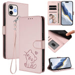 Geprägte Herz-Katzen Leder-Handyhülle mit Handschlaufe, Für iPhone 11 Pro Max, Für iPhone 11, Für iPhone 11 Pro, Für iPhone X / XS