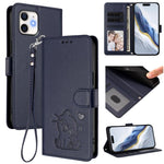Geprägte Herz-Katzen Leder-Handyhülle mit Handschlaufe, Für iPhone 11 Pro Max, Für iPhone 11, Für iPhone 11 Pro, Für iPhone X / XS