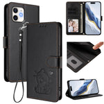 Geprägte Herz-Katzen Leder-Handyhülle mit Handschlaufe, Für iPhone 11 Pro Max, Für iPhone 11, Für iPhone 11 Pro, Für iPhone X / XS