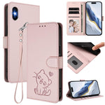 Geprägte Herz-Katzen Leder-Handyhülle mit Handschlaufe, Für iPhone XR, Für iPhone XS Max, Für iPhone 7 Plus / 8 Plus