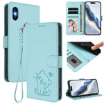 Geprägte Herz-Katzen Leder-Handyhülle mit Handschlaufe, Für iPhone XR, Für iPhone XS Max, Für iPhone 7 Plus / 8 Plus