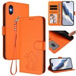 Geprägte Herz-Katzen Leder-Handyhülle mit Handschlaufe, Für iPhone XR, Für iPhone XS Max, Für iPhone 7 Plus / 8 Plus