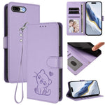 Geprägte Herz-Katzen Leder-Handyhülle mit Handschlaufe, Für iPhone XR, Für iPhone XS Max, Für iPhone 7 Plus / 8 Plus