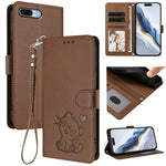 Geprägte Herz-Katzen Leder-Handyhülle mit Handschlaufe, Für iPhone XR, Für iPhone XS Max, Für iPhone 7 Plus / 8 Plus