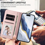 Prägte Herz-Katzen-Leder-Handyhülle mit Handschlaufe, Für iPhone 13 mini, Für iPhone 12 / 12 Pro, Für iPhone 12 Pro Max, Für iPhone 12 mini