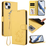 Prägte Herz-Katzen-Leder-Handyhülle mit Handschlaufe, Für iPhone 13 mini, Für iPhone 12 / 12 Pro, Für iPhone 12 Pro Max, Für iPhone 12 mini
