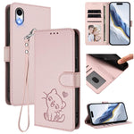 Geprägte Herz-Katzen Leder-Handyhülle mit Handschlaufe, Für iPhone XR, Für iPhone XS Max, Für iPhone 7 Plus / 8 Plus