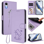 Geprägte Herz-Katzen Leder-Handyhülle mit Handschlaufe, Für iPhone XR, Für iPhone XS Max, Für iPhone 7 Plus / 8 Plus