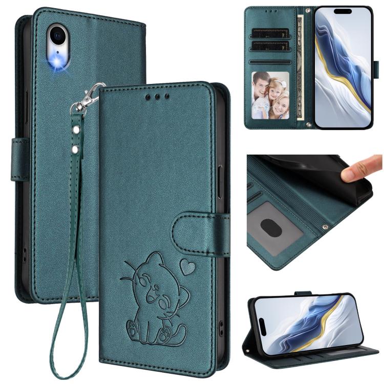Geprägte Herz-Katzen Leder-Handyhülle mit Handschlaufe, Für iPhone XR, Für iPhone XS Max, Für iPhone 7 Plus / 8 Plus