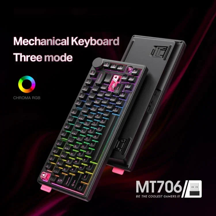 ONIKUMA MT706 Mechanische Tastatur mit 81 Tasten, Hot-Swap-fähig, Triple-Mode, MT706
