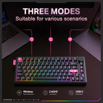 ONIKUMA MT706 Mechanische Tastatur mit 81 Tasten, Hot-Swap-fähig, Triple-Mode, MT706