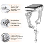 Diamantbesetztes Metallarmband in Knochenkettenform, passend für Apple Watch 46 mm / 49 mm / 45 mm / 44 mm und 42 mm / 41 mm / 40 mm / 38 mm