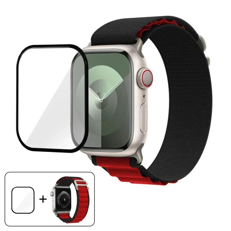 Nylon-Uhrenarmband mit Schnallenverschluss und 3D-gebogener Folie, für Apple Watch Series 10 (46 mm)