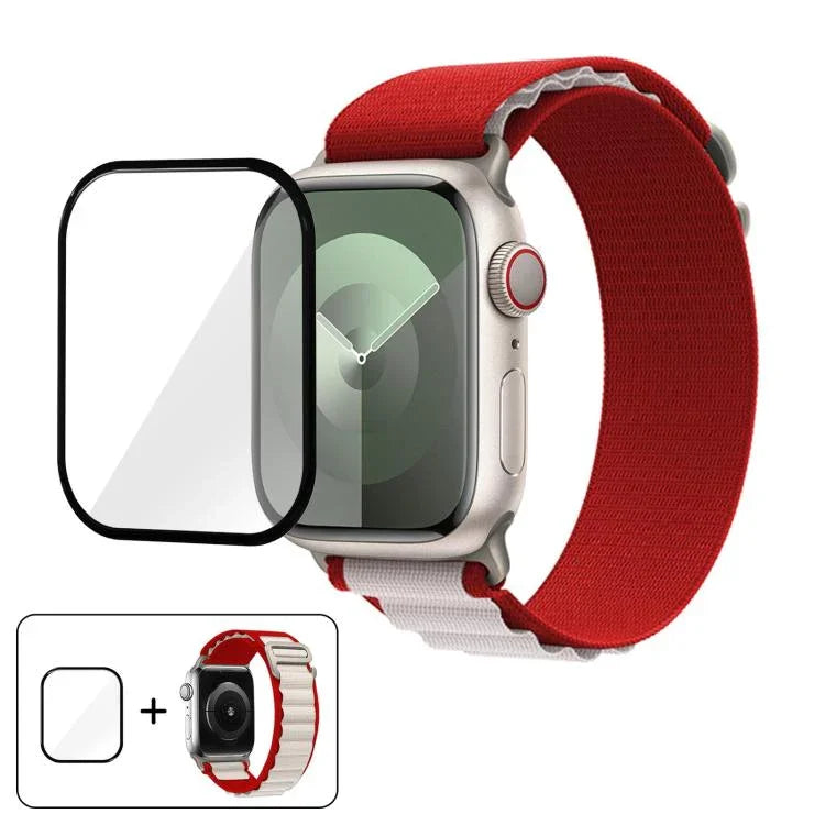 Nylon-Uhrenarmband mit Schnallenverschluss und 3D-gebogener Folie, für Apple Watch Series 10 (46 mm)