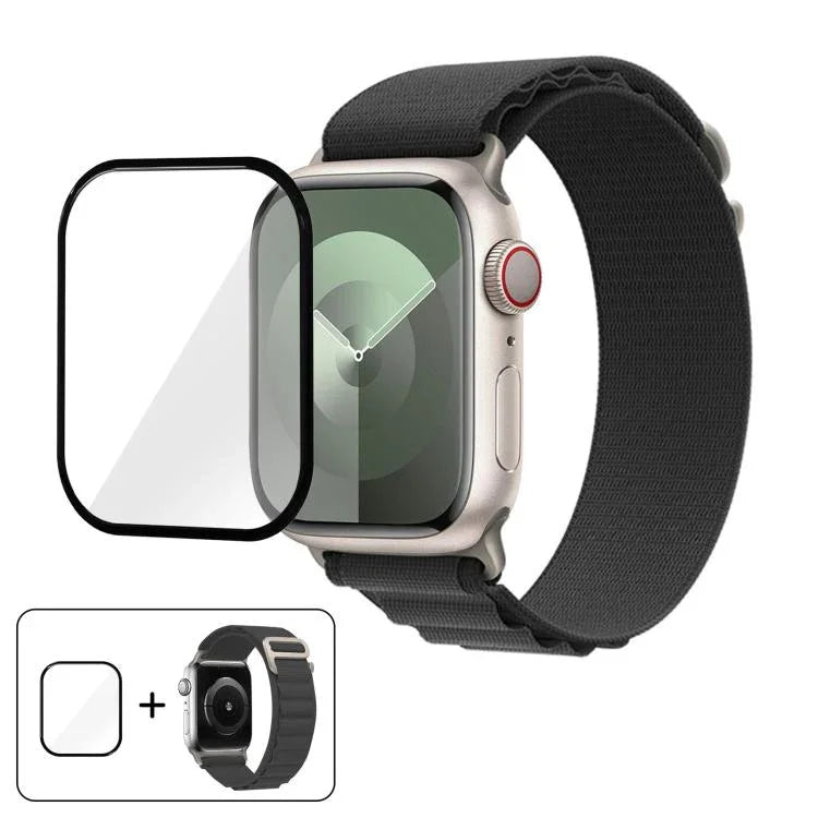 Nylon-Uhrenarmband mit Schnallenverschluss und 3D-gebogener Folie, für Apple Watch Series 10 (42 mm)